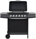 LAPOOH Gasgrill mit 6 Brennern, ideal für Balkon und Terrasse, robuste Stahlkonstruktion, schwarz