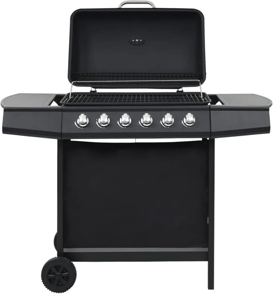 LAPOOH Gasgrill mit 6 Brennern, ideal für Balkon und Terrasse, robuste Stahlkonstruktion, schwarz