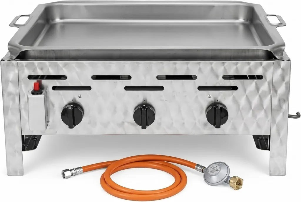 Hochleistungs-Gasgrill aus Edelstahl mit 3 Brennern – Inklusive Gasschlauch und Druckminderer, 11 kW