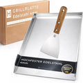 Hochwertige Edelstahl-Grillplatte 40x30cm - Verzugsfreie Plancha für Gas- und Kohlegrill