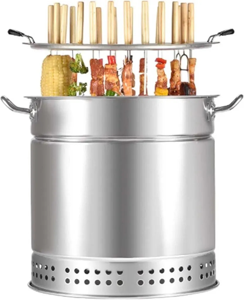 Vertikaler rauchfreier Holzkohlegrill mit 28 Spießen, ideales Outdoor-Grillset