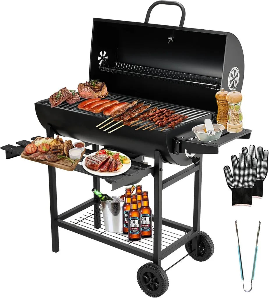 TEENO Holzkohlegrill XXL mit Thermometer und Ascheschublade