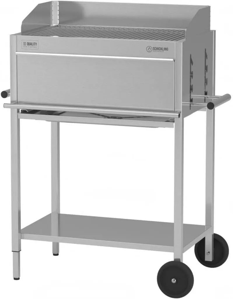 Schickling Edelstahl-Holzkohlegrill Willy L - Verstellbarer BBQ-Grillwagen, 55x33 cm