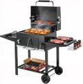 Outsunny Tragbarer Holzkohlegrill mit Deckel und Zubehör, klappbar und mobil, ideal für Camping, schwarz