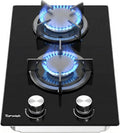 TOPWISH 2-flammiges Gaskochfeld, 30 cm Einbau, NG/LPG umwandelbar, Zündautomatik, Thermoschutz, 4750W