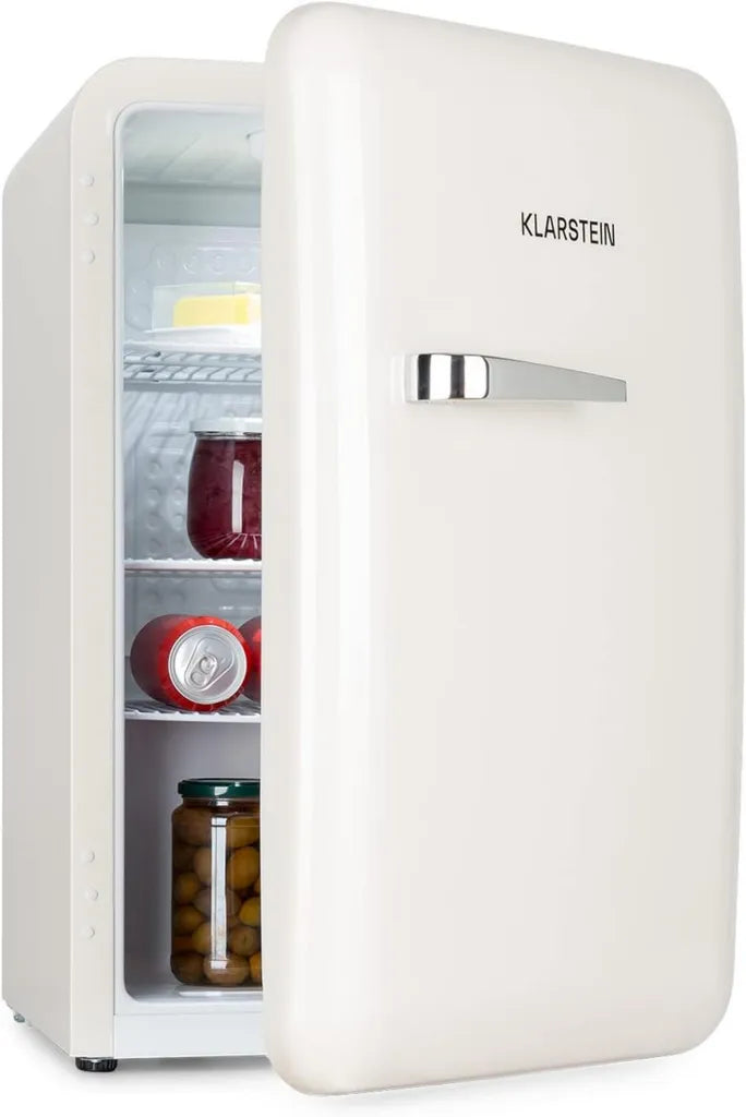 Klarstein Audrey Mini Kühlschrank, Kompakte Mini-Bar, Freistehend, 70L, Effiziente Kühlung 0-10°C, Weiß