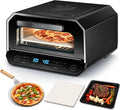 Elektrischer Pizzaofen 450°C, 14,6L Multifunktionsgerät für 33cm Pizza, 6 Programme, Dual Sichtfenster & Beleuchtung