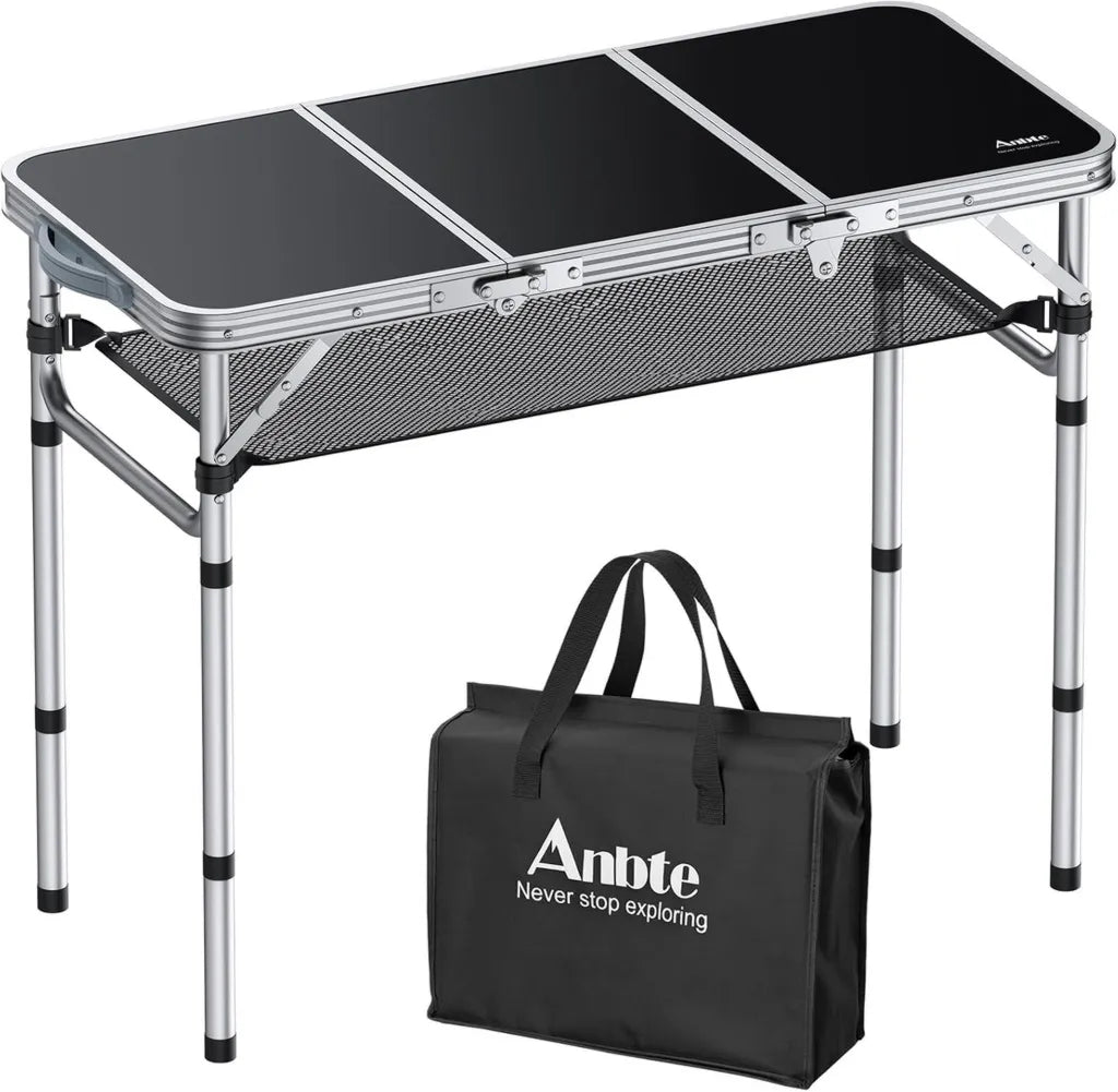 Leichter Aluminium-Campingtisch, 88x40cm, höhenverstellbar, mit Netz und Tragetasche, ideal für Outdoor-Aktivitäten