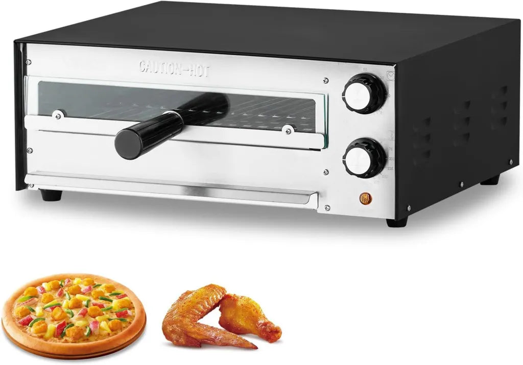 VEVOR Elektrischer Pizzaofen 305 mm, 1450 W, Multifunktionaler Back- und Grillofen, Schwarz