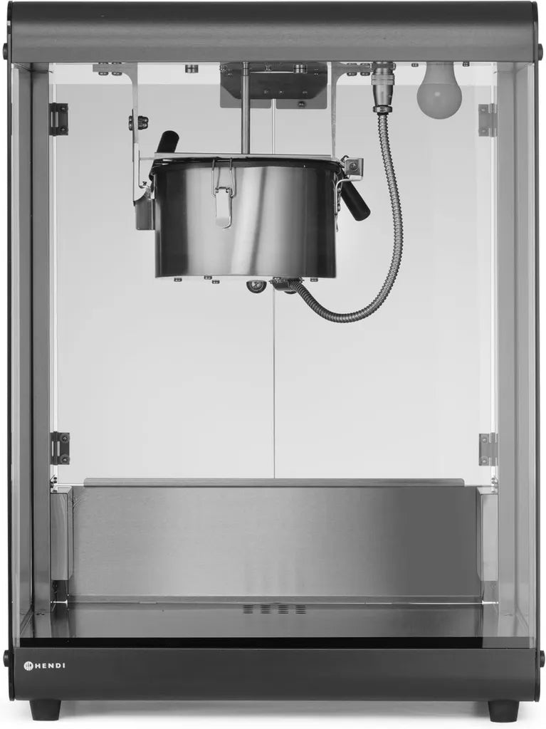 HENDI Profi-Popcornmaschine mit Rührwerk und Beleuchtung, 80L Kapazität, 230V/1155W, Schwarz