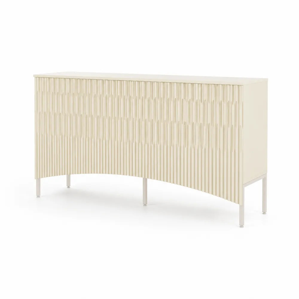 Sideboard Beige Holz Metall 200x40x85 cm