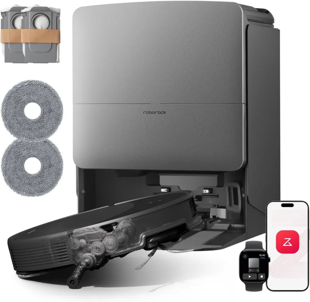 Roborock Saros 20 Staubsaugroboter mit Wischfunktion, 36.000 Pa Leistung, autonomes Navigationssystem, DirTect-Technologie, inklusive RockDock Station