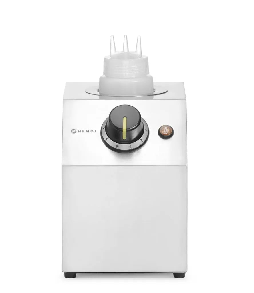HENDI Saucenwärmer mit Spenderflasche, 0,65L Edelstahl, für Saucen und Schokolade, Temperatur 30-65°C, 230V/200W