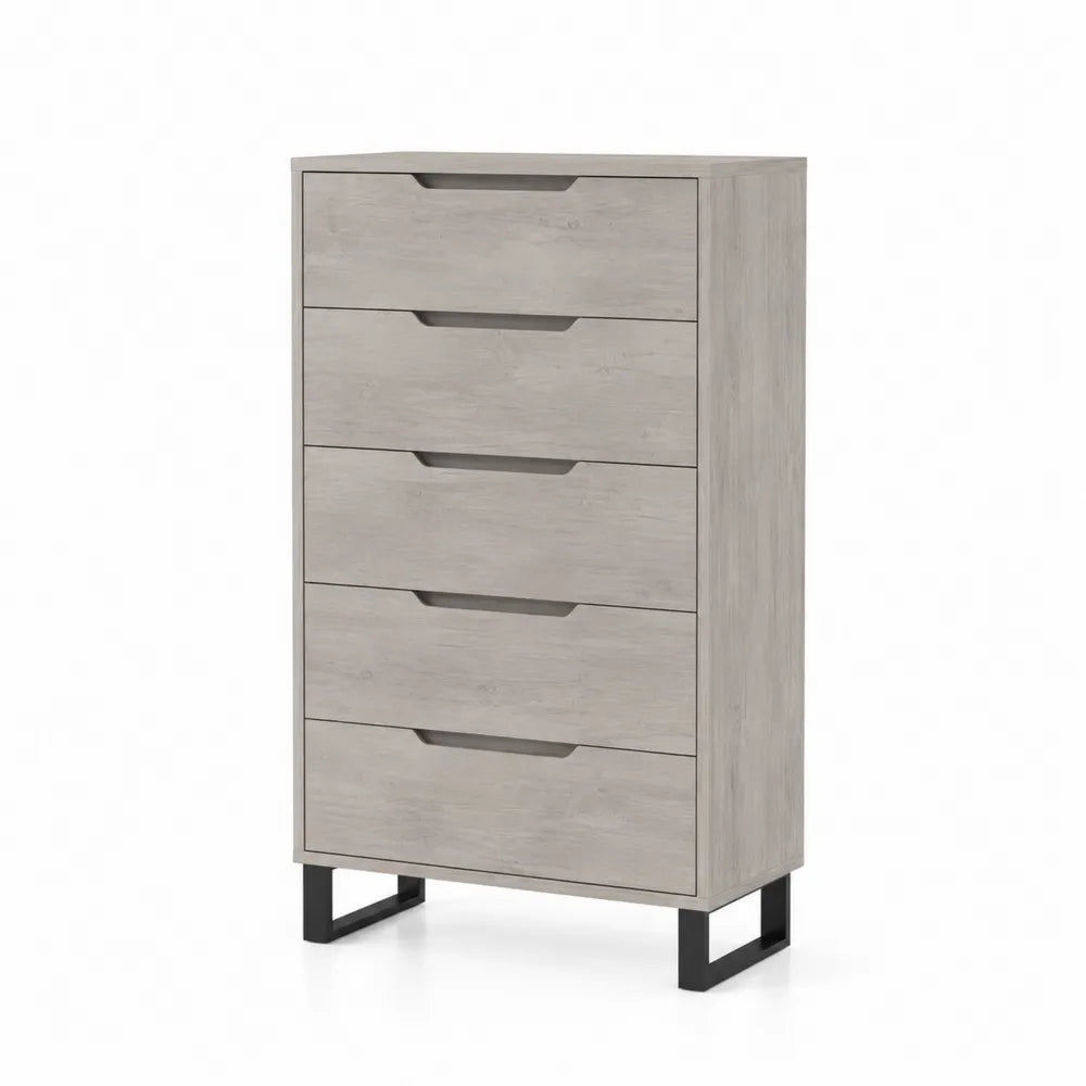 Holzkommode mit Metallbeinen, Grau