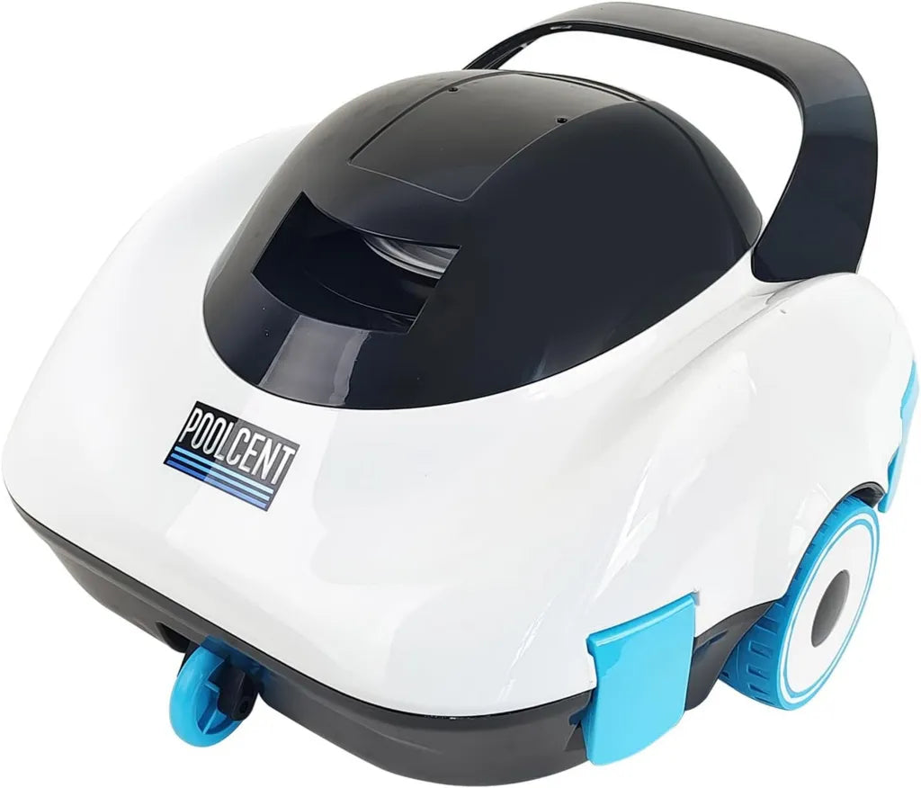 Kabelloser Poolroboter mit 120 Min Laufzeit, Automatische Selbstparkfunktion und Akkubetrieb, Ideal für Flachböden, Leichter Poolsauger, Weiß