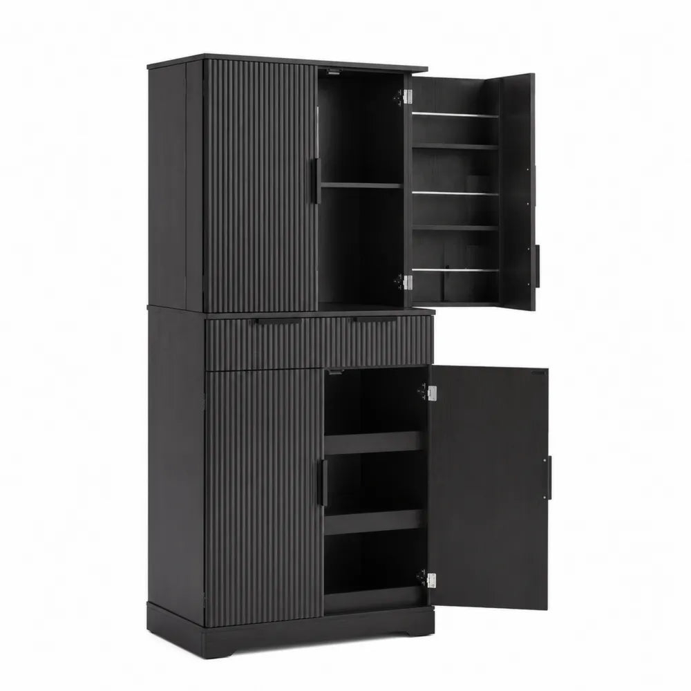 Sideboard aus MDF in Schwarz, 180 cm x 90 cm x 40 cm