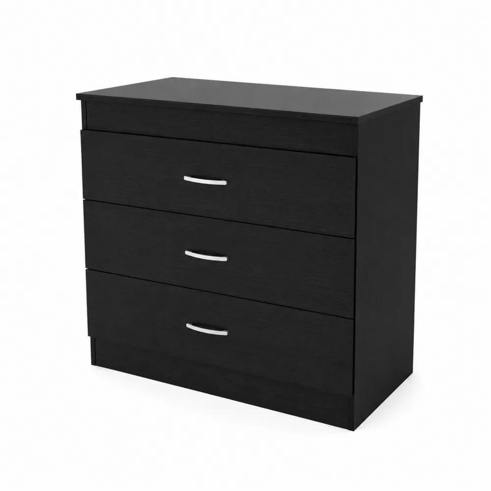 Schwarze MDF-Kommode mit 3 Schubladen