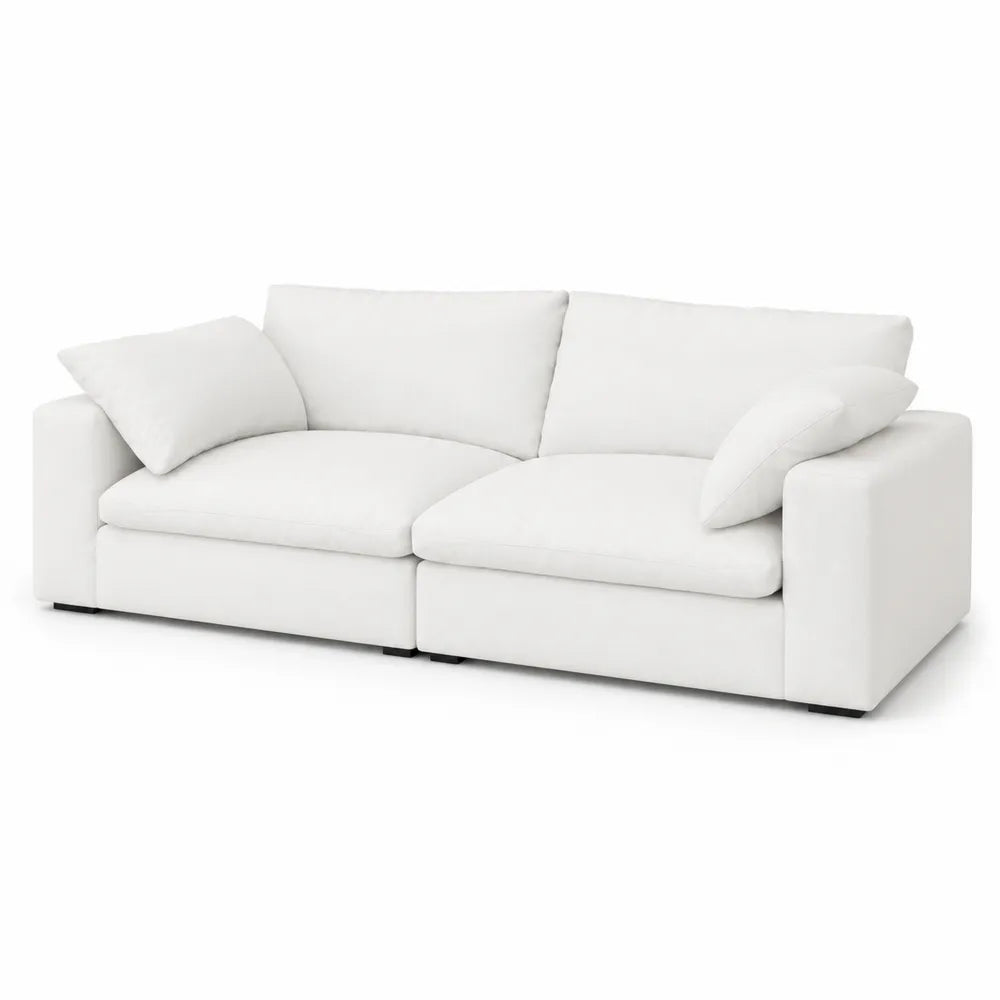 Zweisitzer Sofa Holzrahmen Weiß Baumwolle 220cm