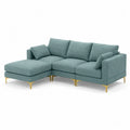 Ecksofa L-Form Stoff Polyester Blau Metallbeine