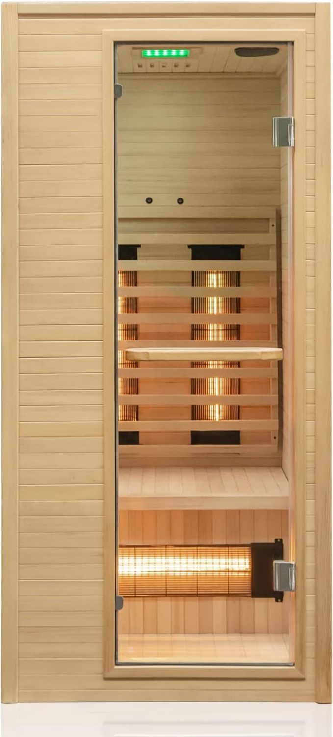 Infrarot-Saunakabine: Holzkonstruktion, LED-Anzeige, 90cm, Dewello