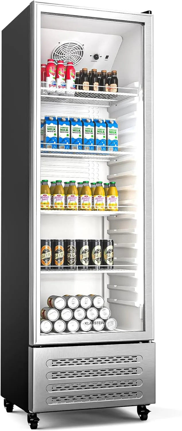 Klarstein Kühlschrank, 306 L, 0 bis 10 °C, Energieklasse B, LED-Beleuchtung, Thermostat, 4 Räder, Klarstein GrandCooler 306L Getränkekühlschrank