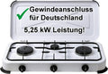 Campingkocher, Bluecraft 3-flammig, Gaskocher Camping, 25 kW Campingkocher