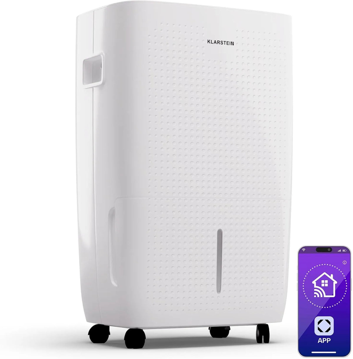 Klarstein 60L, 24h Luftentfeuchter, 60 L, tragbar, Timer, WLAN, App, Weiß, 8L Tank, Klarstein DryFy Connect 60L Luftentfeuchter, Automatische