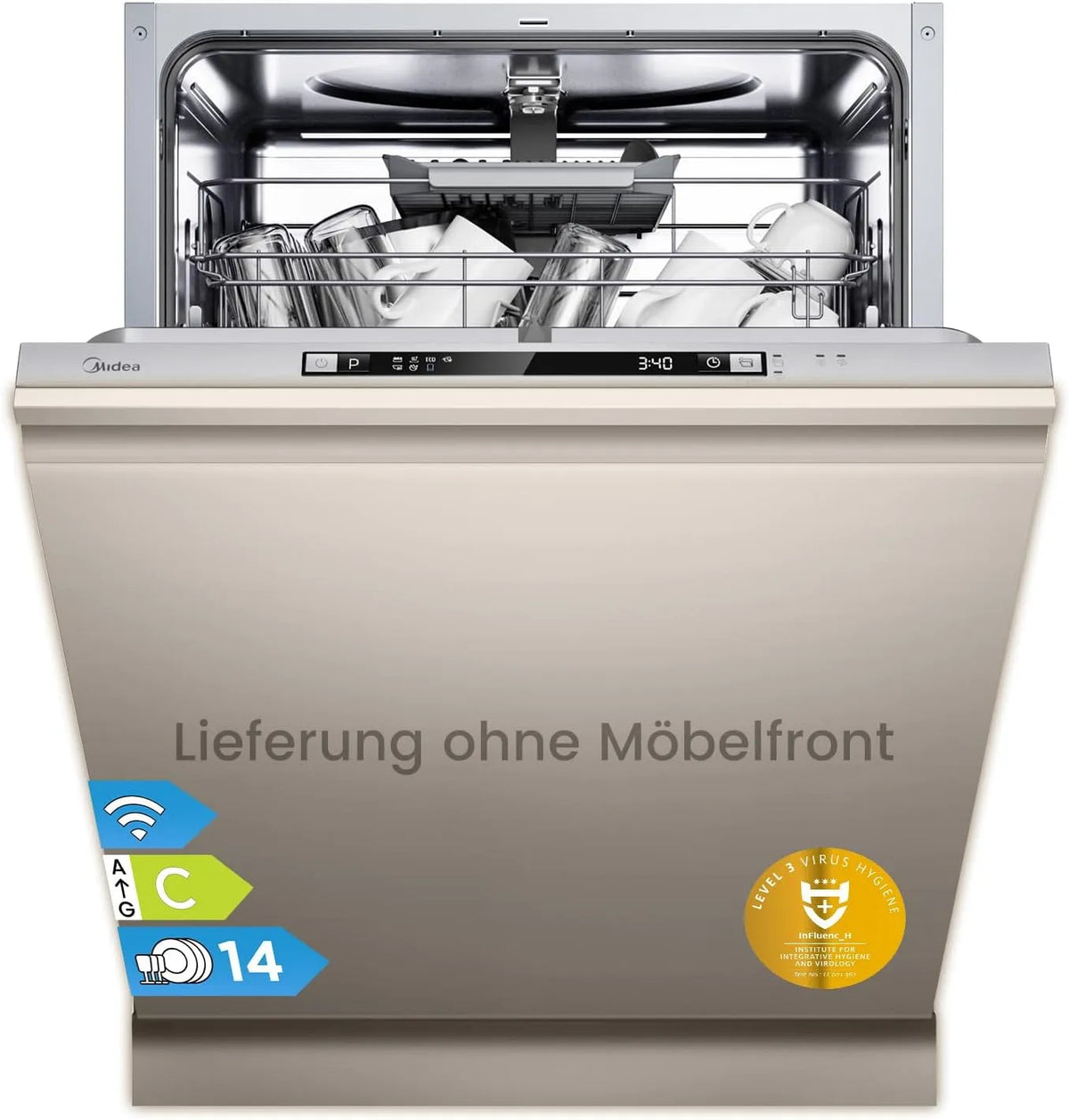 Geschirrspüler, 60cm, Spülmaschine, Midea, vollintegriert, Midea Geschirrspüler Vollintegriert 60cm Einbau Spülmaschine C-Klasse