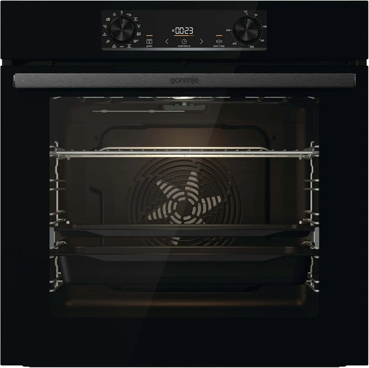 Gorenje E13BG Elektrischer Pizzaofen, 77 L, Einbau, Grill, Schwarz, PerfectGrill, 77L, Pizzamode 300°C, ExtraSteam, Heißluft, GentleClose & Open