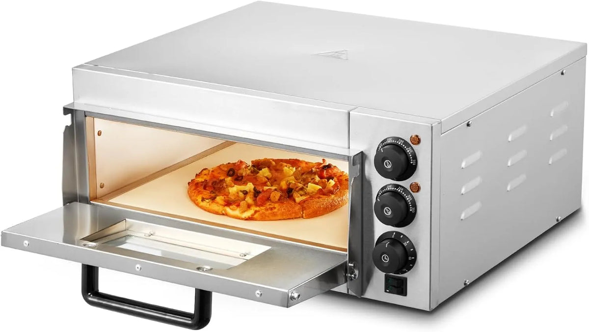 VEVOR Elektrischer Pizzaofen, gewerblich, Restaurant, Edelstahl, Silber, Mehrzweck-Pizzamaker Indoor, VEVOR kommerzieller Pizzaofen Backofen, zu Hause