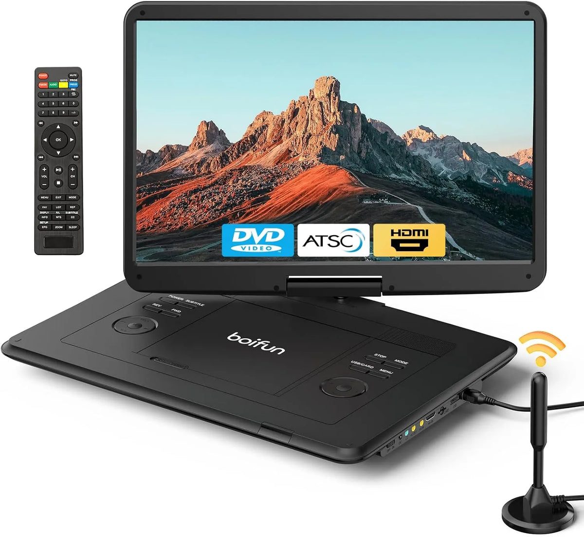 Smart TV, 17, 5 Zoll, Fernseher, HDMI, USB, tragbar, DVB-T2, SD-Kartensteckplatz und AV-Ausgang, FM-Radio, HDMI-Eingang, Akku
