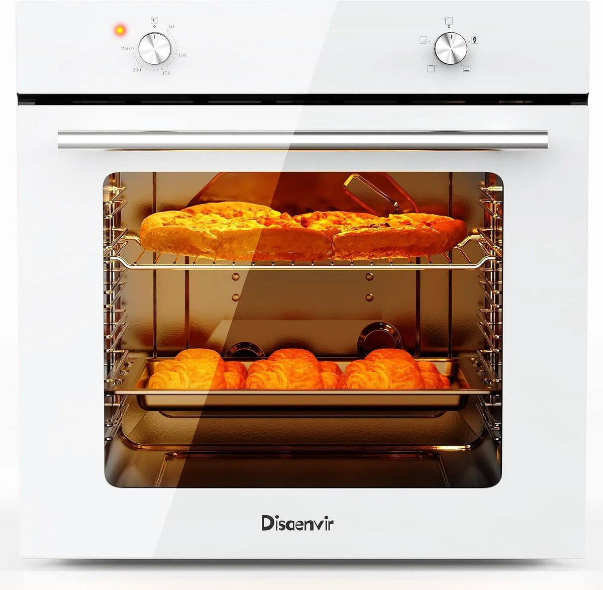 Backofen, 65 L, Einbau, Einbaubackofen 4 Funktionen, Backofen 65L mit Stecker