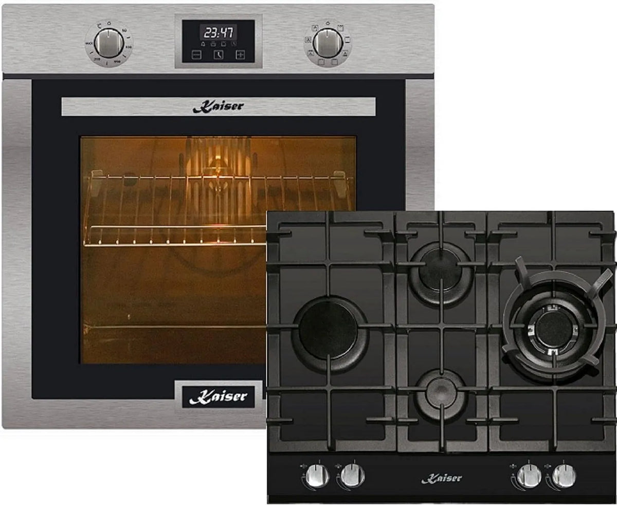 Backofen, 60cm, 79 L, Einbau, Edelstahl, Schwarz, 8 KW WOK, Einbau Herd, Schwarz Glas, Erdgas Fl.Gas