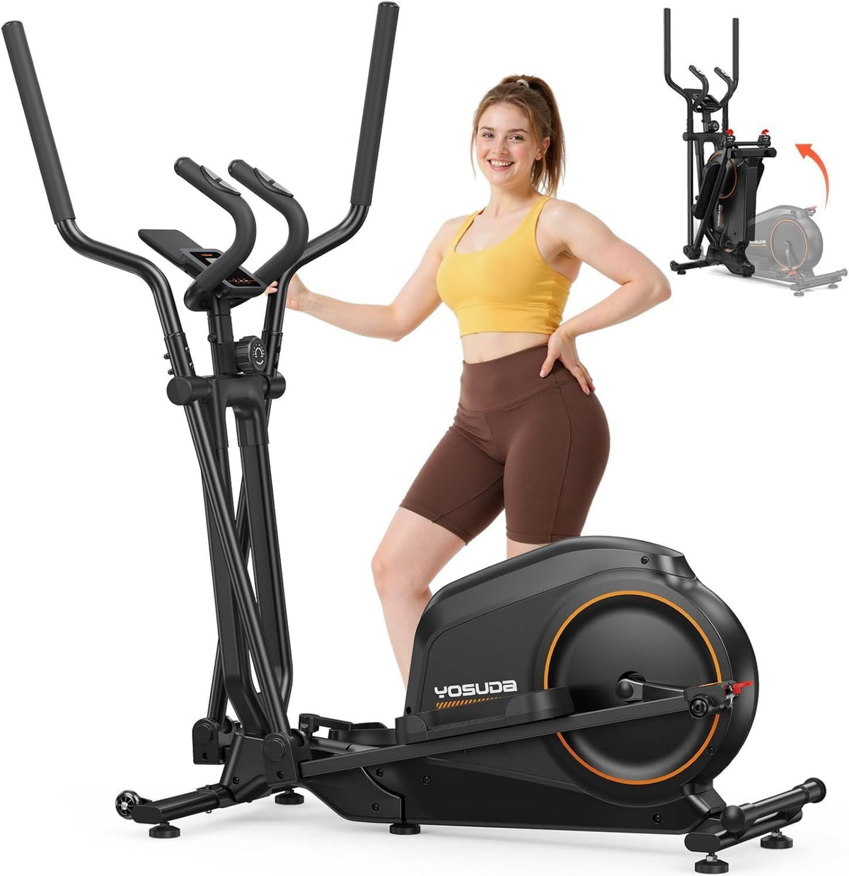 YOSUDA Crosstrainer: klappbar, leiser Betrieb, mit Rollen, mit Display