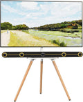 TV-Möbel, 65 Zoll, 400x400mm, höhenverstellbarer TV Stand Bodenständer mit Holztablett, Tragkraft 35KG, PUTORSEN TV Ständer im Staffelei Design