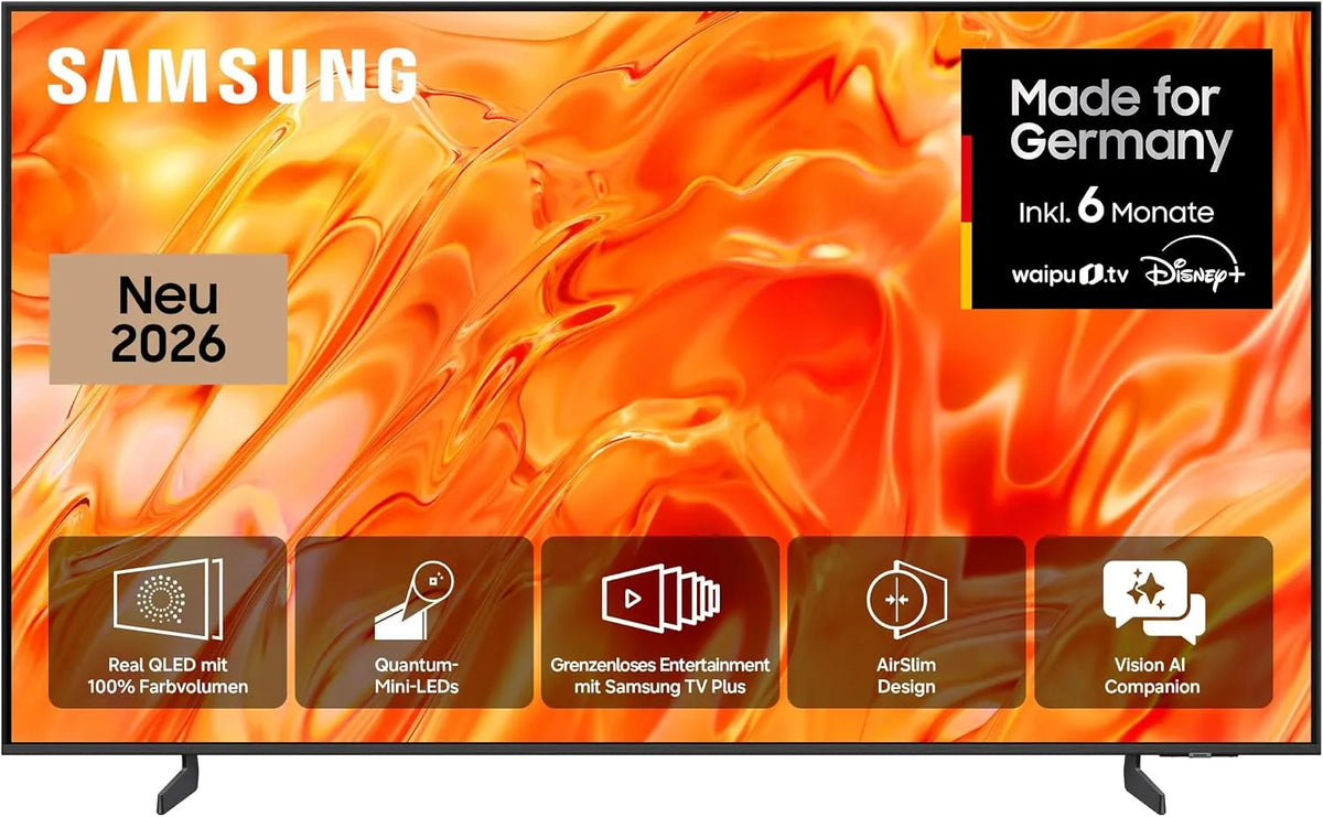 Samsung QN70H Smart TV, 85 Zoll, 144 Hz, Fernseher, 4K UHD, QLED, Quantum-Mini-LED für ultrafeine Kontraste, 4K AI Upscaling, 214 cm, AI Companion