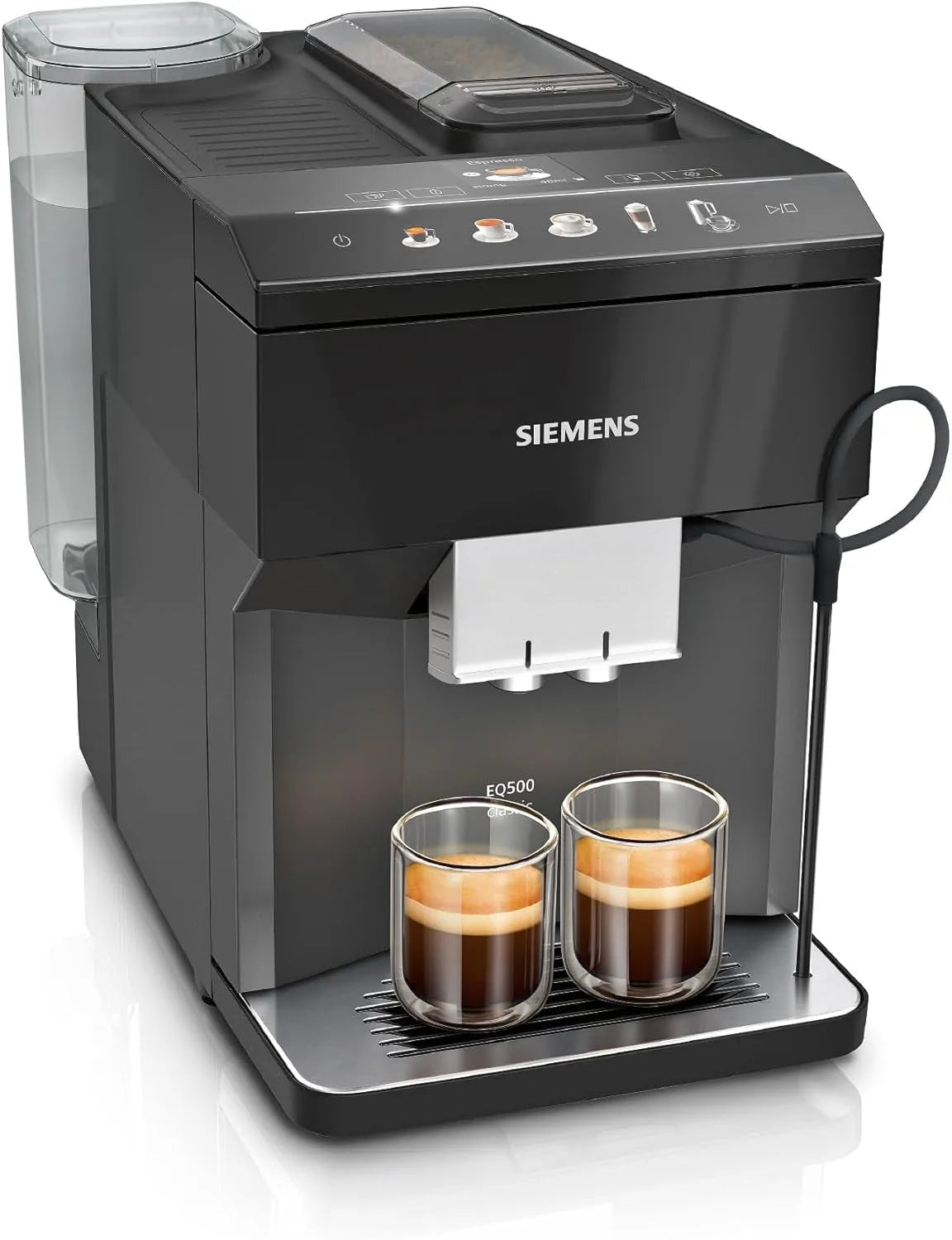 Siemens EQ500 TP511E19 Kaffeevollautomat, Schwarz, entnehmbare Brüheinheit, 5 Kaffee- und Milchgetränke, farbiges TFT-Display, Doppeltassenfunktion