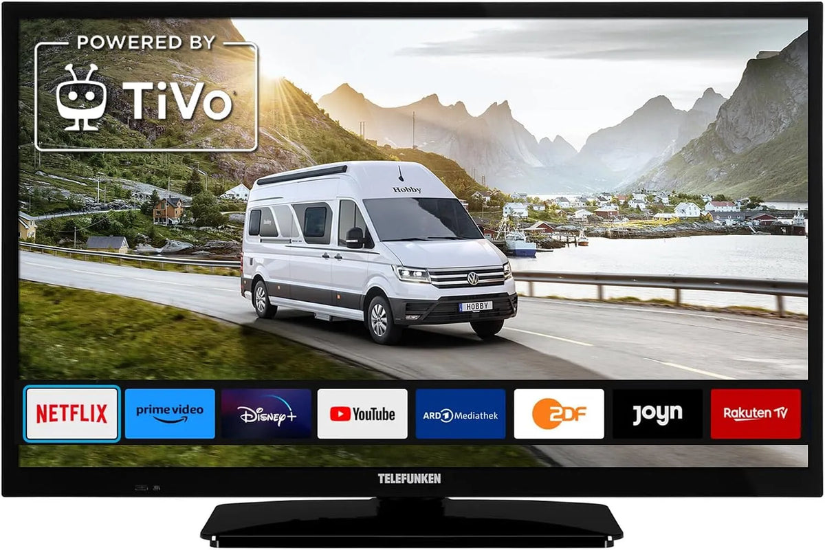 Smart TV, 24 Zoll, Fernseher, TELEFUNKEN T24x820, HDMI, WLAN, DVB-S2, Wohnwagen, LKW, Boot & Zuhause, 60 cm, 12, 230 Volt, Kabel, Satellit