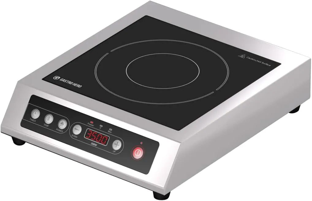 Induktionskochfeld, 3500 W, 60 bis 240 °C, Induktionsplatte, Touch-Bedienung, Timer, Edelstahl, 240 °C Gastro Küche