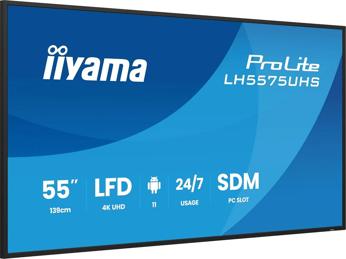 Digital Signage Display 2160p, 55 Zoll, 3840 × 2160, LCD-Werbedisplay, 4K UHD, digitaler Werbeanzeige, Schwarz