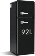 Kühl-Gefrierkombination, 92 L, Kühlschrank mit Gefrierfach, Schwarz, 116 kWh, Jahr, LED-Licht, -27°C ~13°C, 28 Liter Gefriervolumen, 105, 5 cm hoch
