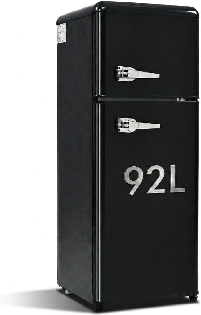 Kühl-Gefrierkombination, 92 L, Kühlschrank mit Gefrierfach, Schwarz, 116 kWh, Jahr, LED-Licht, -27°C ~13°C, 28 Liter Gefriervolumen, 105, 5 cm hoch