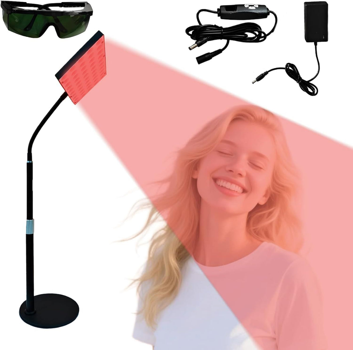 Rotlicht-Therapiegerät – höhenverstellbar, mit Timer, 30 W, 660 nm, 850 nm, 100 LEDs