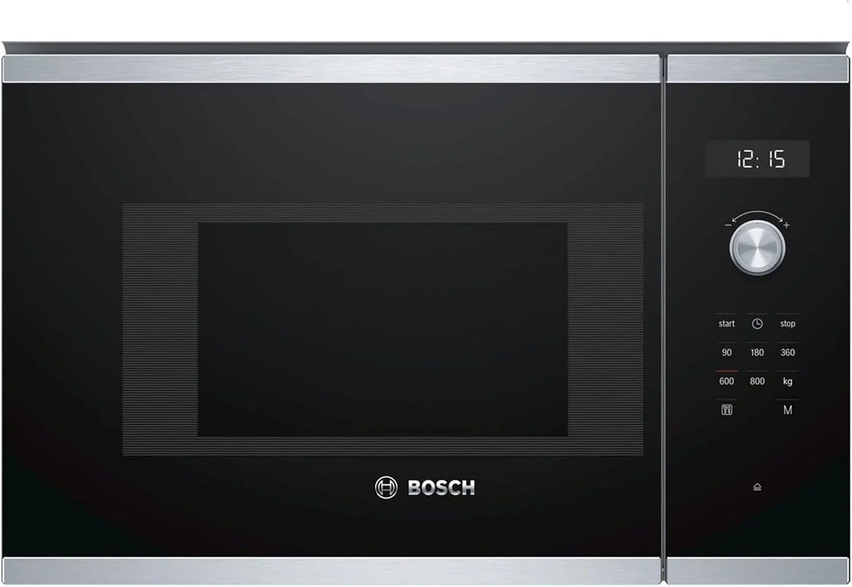 Bosch Serie 6 BFL524MS0 Mikrowelle, 38 x 60 cm, 800 W, Touch-Bedienung, Einbau, Edelstahl, Mikrowellenofen, LED-Touchdisplay, Drehteller 25, 5cm
