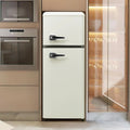 Kühl-Gefrierkombination, 92 L, 41x105, 5 cm, freistehend, 2 Temperaturzonen, Kühlschrank mit Gefrierfach, 7 Temperaturstufen, Merax Retro Kühlschrank