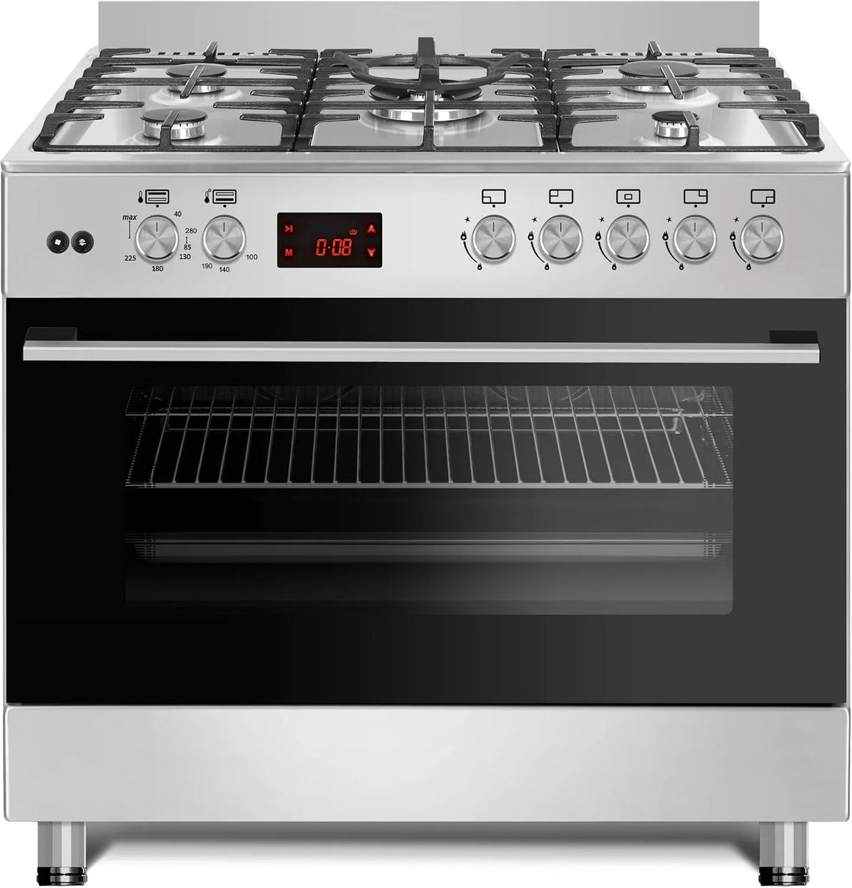 Backofen, 90x60 cm, 107 L, Energieklasse A, Gasline GAG90PINEx 50mBar, Edelstahl, Gasline GAG90PINEx UMLUFT Gas-Herd, 107 Liter, LPG 50mBar