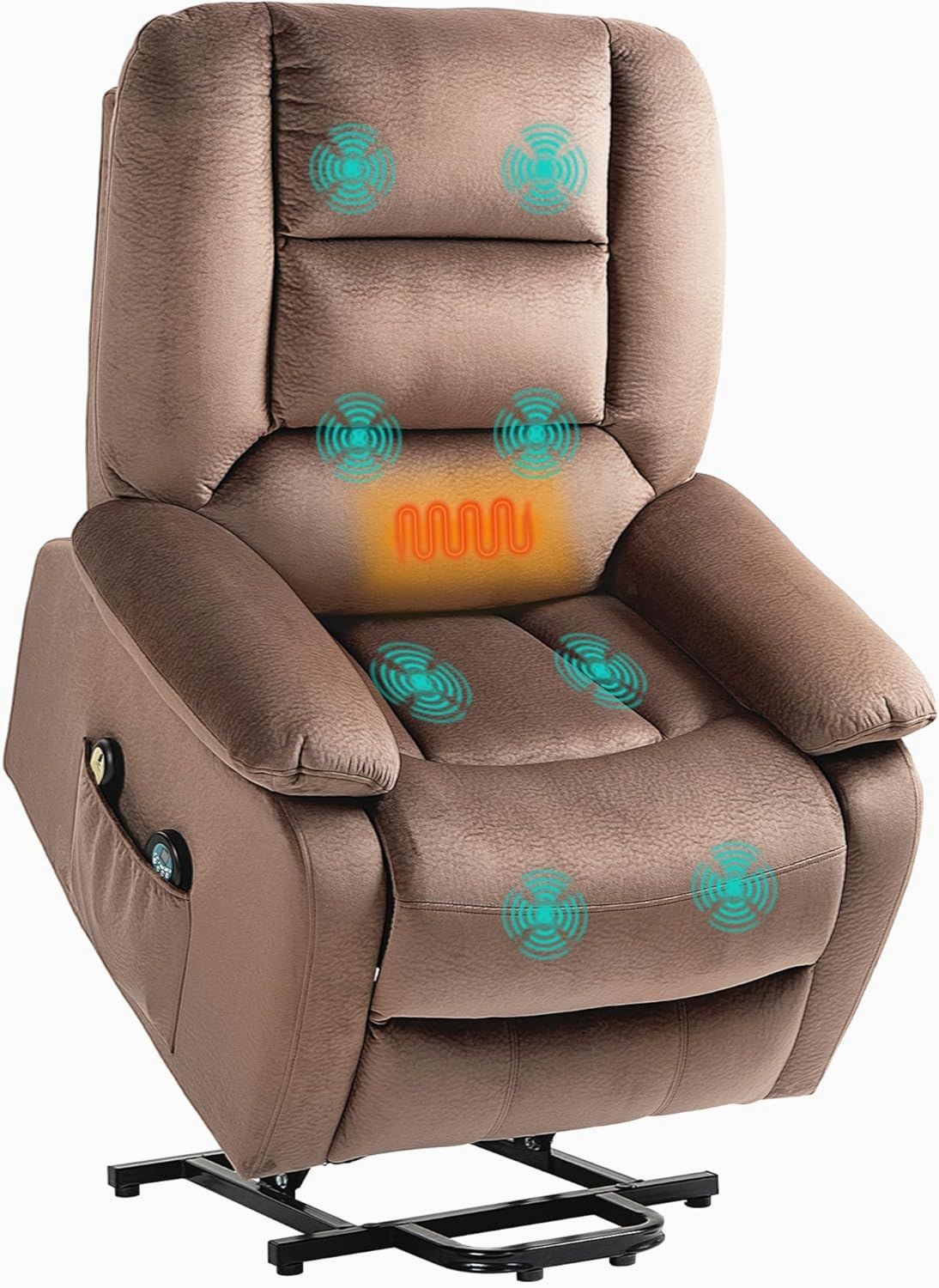 HOMCOM Massagesessel: Wärmefunktion, mit Samtbezug, mit Liegefunktion, mit Fernbedienung, braun