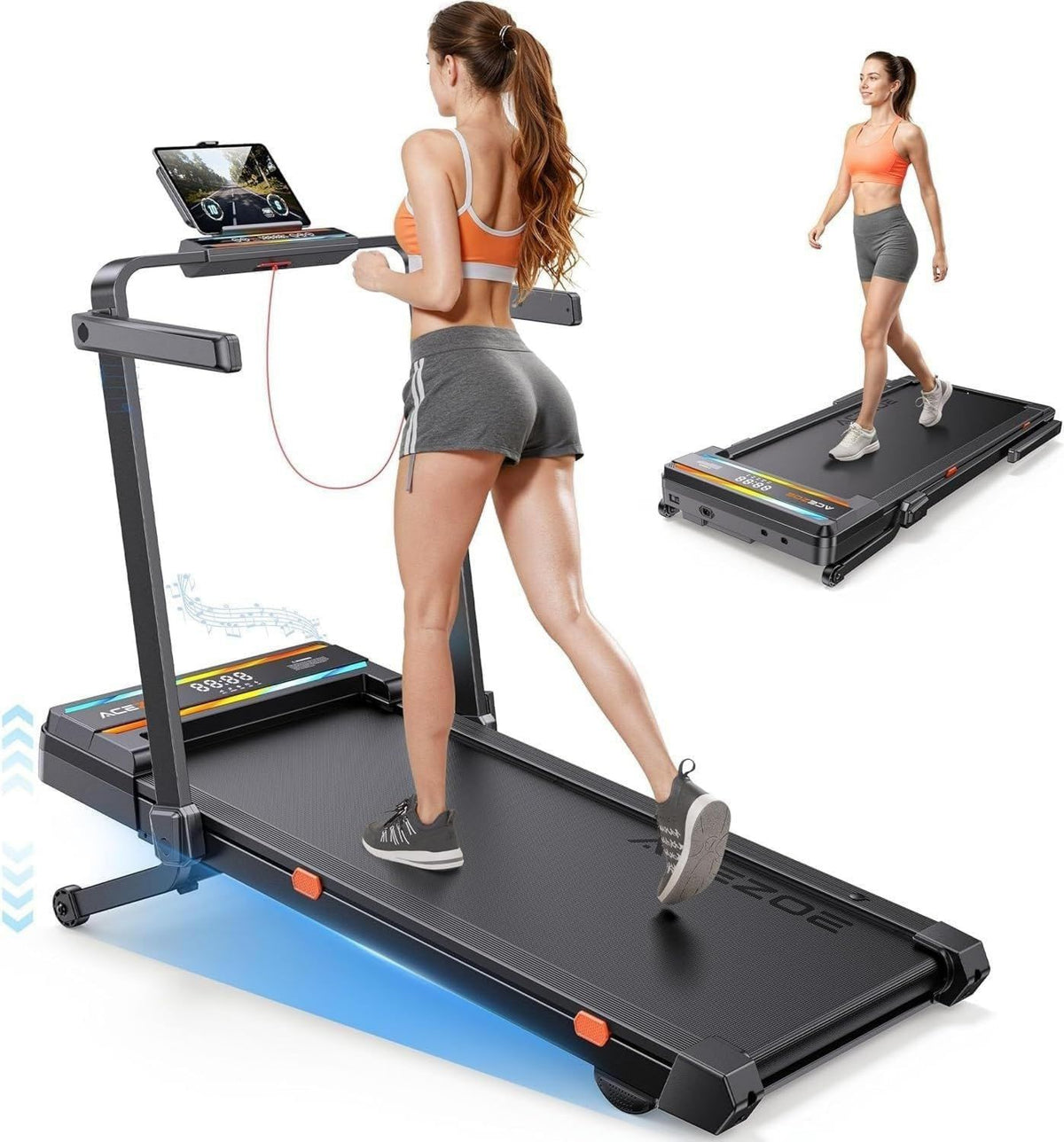 Walking Pad - einstellbare Steigung, klappbar, für zuhause, 136kg, 3.0HP