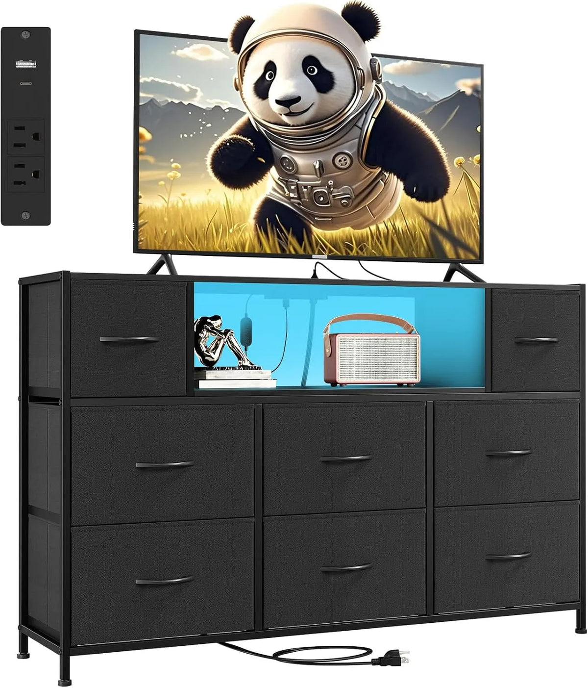 TV-Möbel, 55 Zoll, Wohnzimmergestaltung, Schwarz, Fernsehtisch mit Holzplatte, Fernsehschrank für Wohnzimmer Schlafzimmer Gaming Room