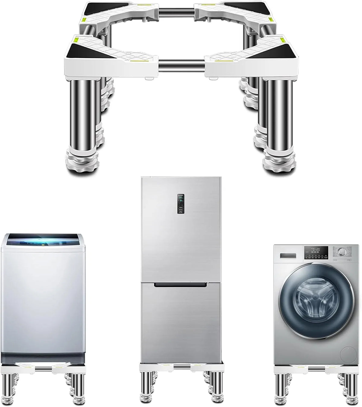 Waschmaschine, Gefrierfach, Weiß, 4-10, Höhe:9, White, Waschmaschinen Untergestell mit 8 Schwerlastfüßen Universal Verstellbare Kühlschrank Sockel für